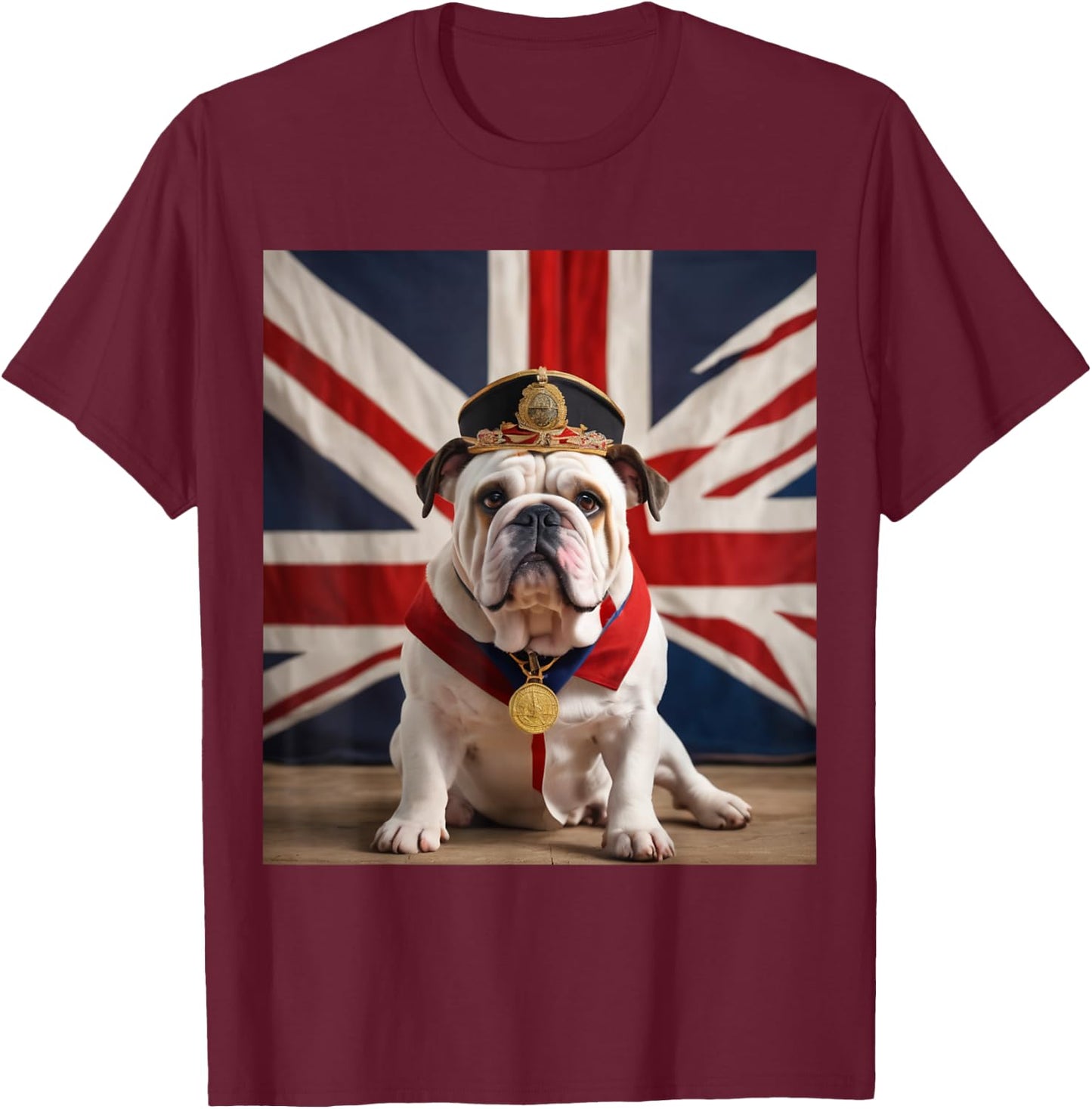 British Bulldog Patriotic Union Jack Men T-Shirt - T-Shirt | Maroon