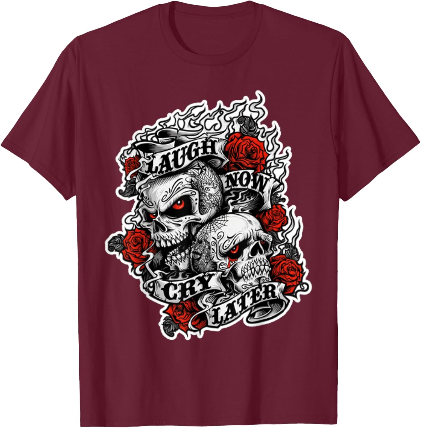 Laugh Now - Cry Later - Wild Biker T-Shirt - T-Shirt | Maroon