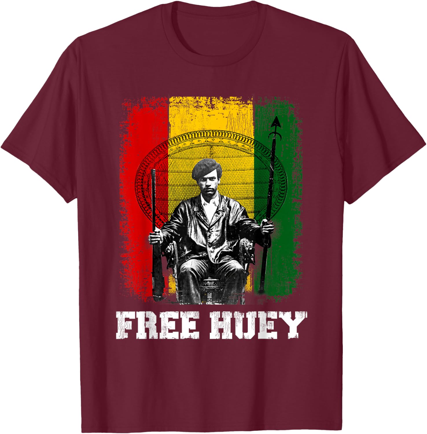 Free Huey - Black History & African Roots Afro Empowerment T-Shirt - T-Shirt | Maroon