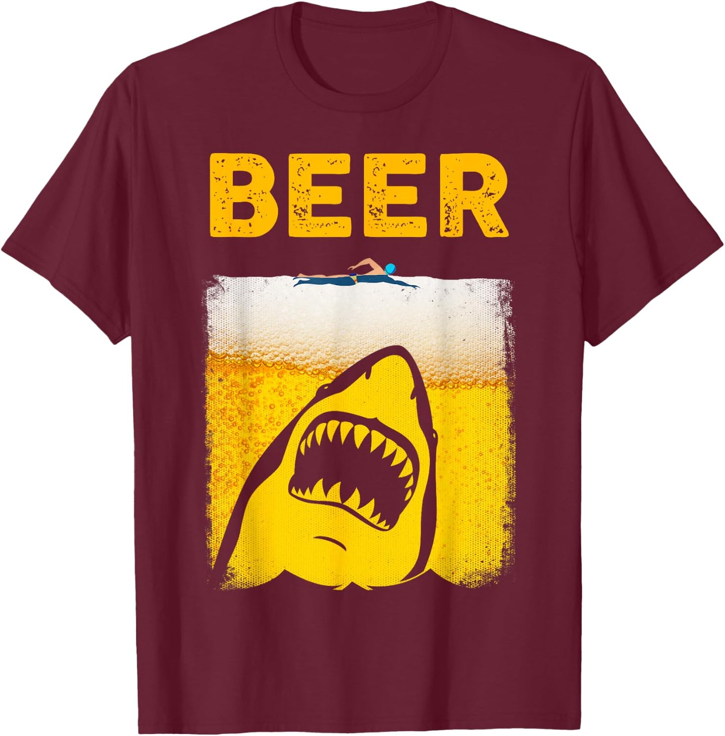 Beer Parody Shark Swimmer Great Funny Gift Beer Lovers T-Shirt - T-Shirt | Maroon