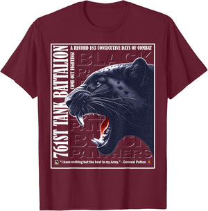 761st Tank Battalion Black Panthers - WWII History Design T-Shirt - T-Shirt | Maroon