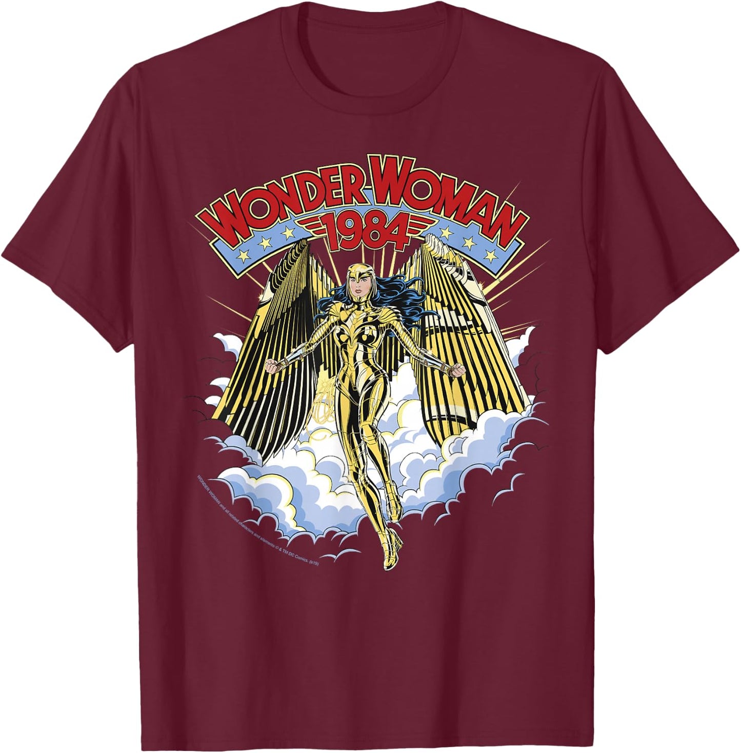 DC Comics Wonder Woman 1984 Gold Suit Clouds Portrait T-Shirt - T-Shirt | Maroon