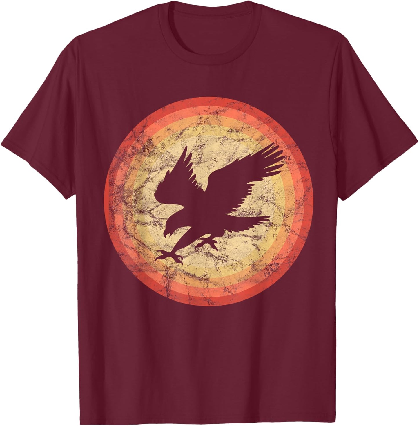 Vintage Retro Hawk Bird Sunset T-Shirt - T-Shirt | Maroon