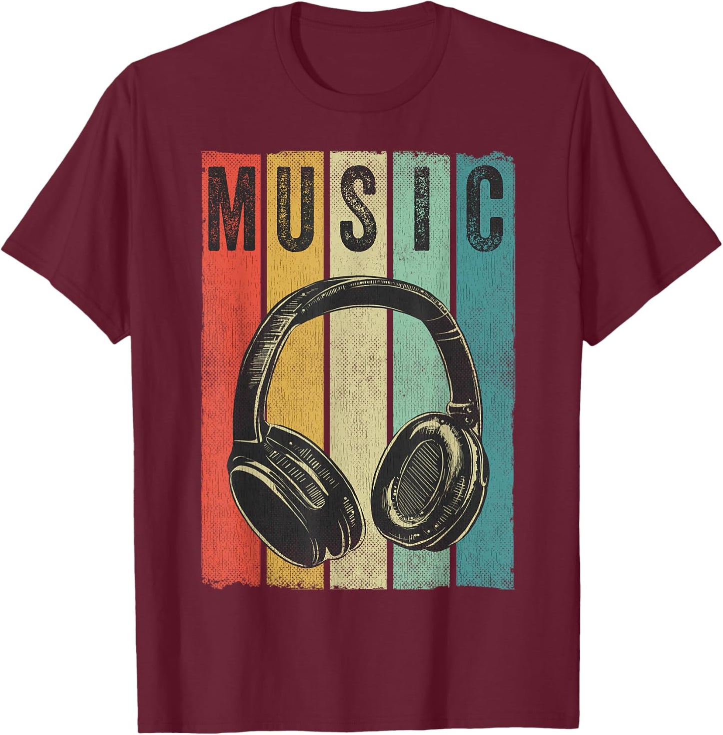 Electronic Music Lover DJ Gift Vintage Retro Headphones Small T-Shirt - T-Shirt | Maroon