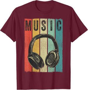 Electronic Music Lover DJ Gift Vintage Retro Headphones Small T-Shirt - T-Shirt | Maroon