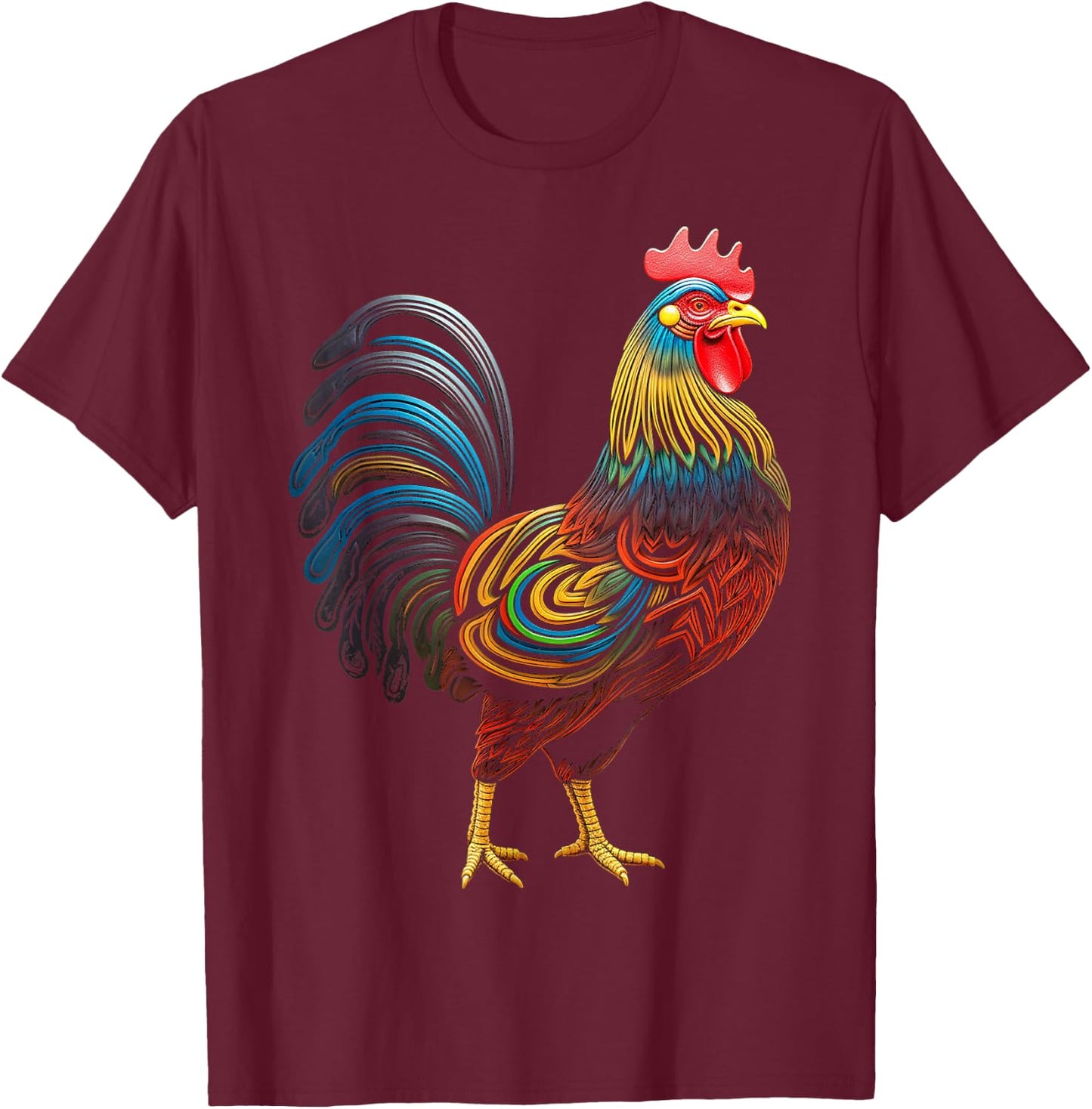 Chicken Abstract Colorful Art Animal Graphic Chicken T-Shirt - T-Shirt | Maroon