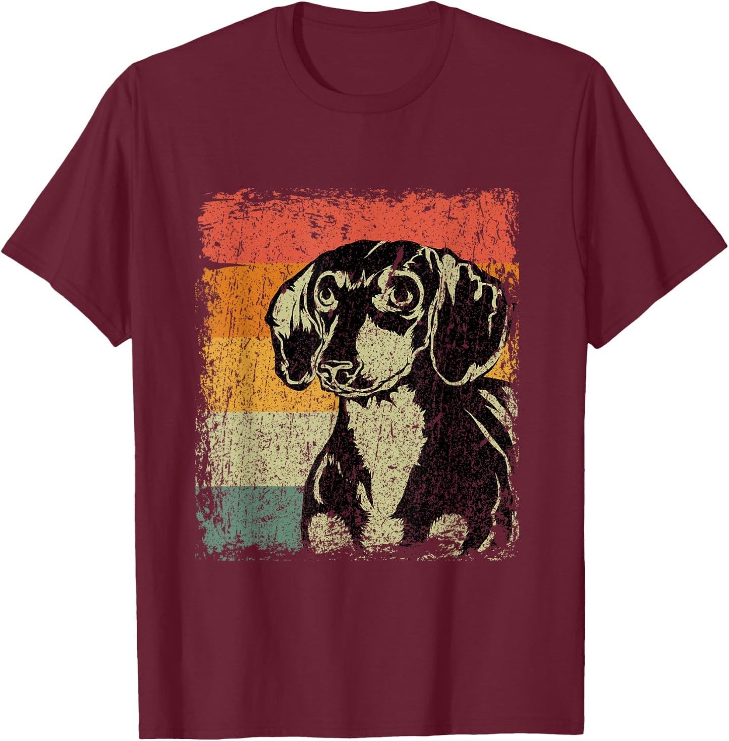 Retro Doxie Wiener Dog Gift Vintage Dachshund Men Women Kids T-Shirt - T-Shirt | Maroon