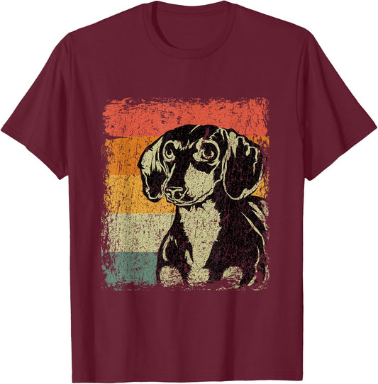 Retro Doxie Wiener Dog Gift Vintage Dachshund Men Women Kids T-Shirt - T-Shirt | Maroon
