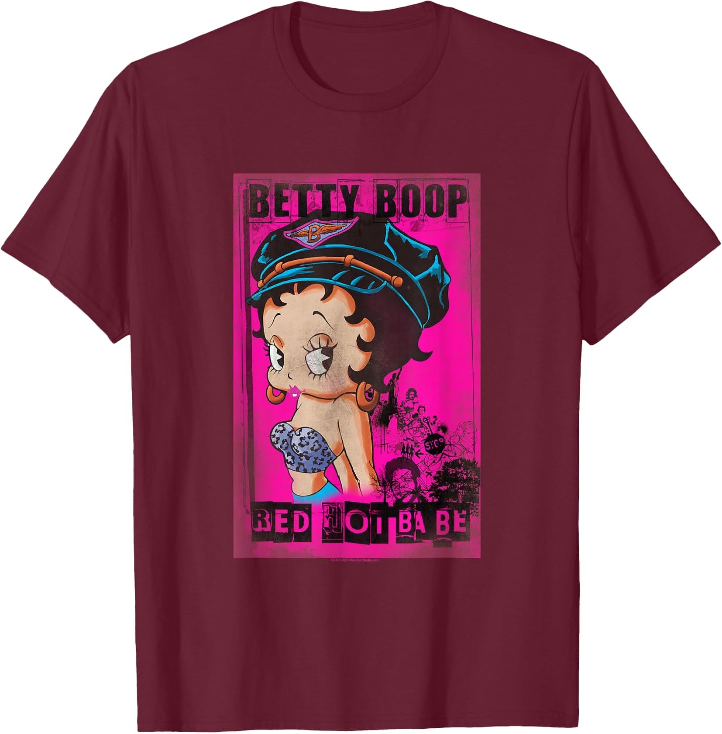 Betty Boop Red Hot Biker Betty T-Shirt - T-Shirt | Maroon