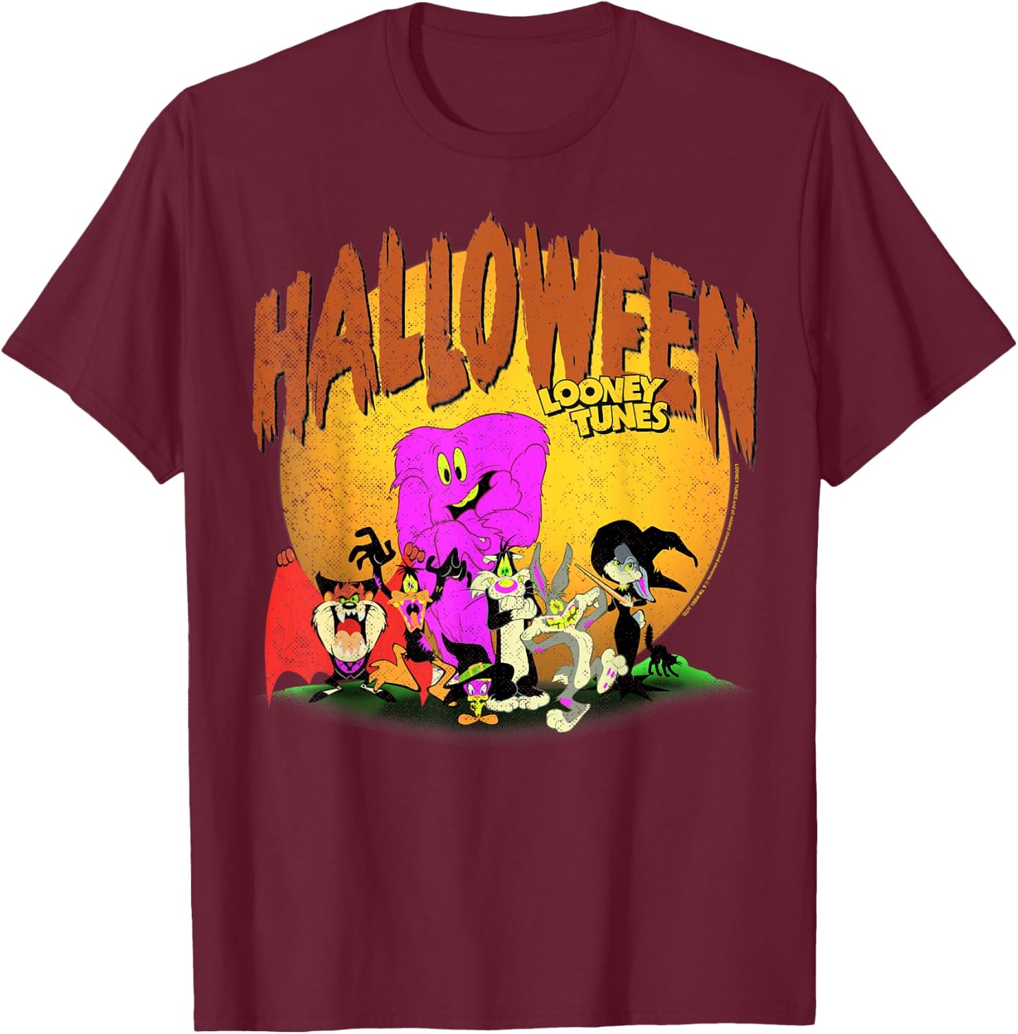 Looney Tunes Halloween Night Group Shot T-Shirt - T-Shirt | Maroon