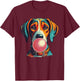 Funny Dog blowing Bubble Gum Vintage Popping Pink Bubble Gum Women T-Shirt - T-Shirt | Maroon
