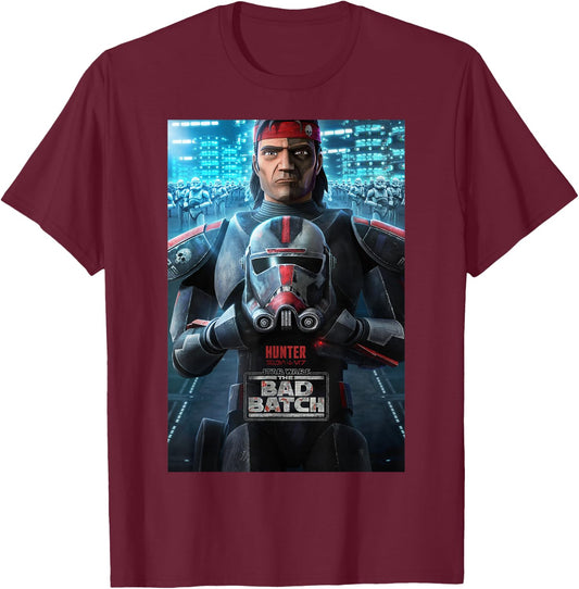 Star Wars: The Bad Batch Hunter Poster T-Shirt - T-Shirt | Maroon
