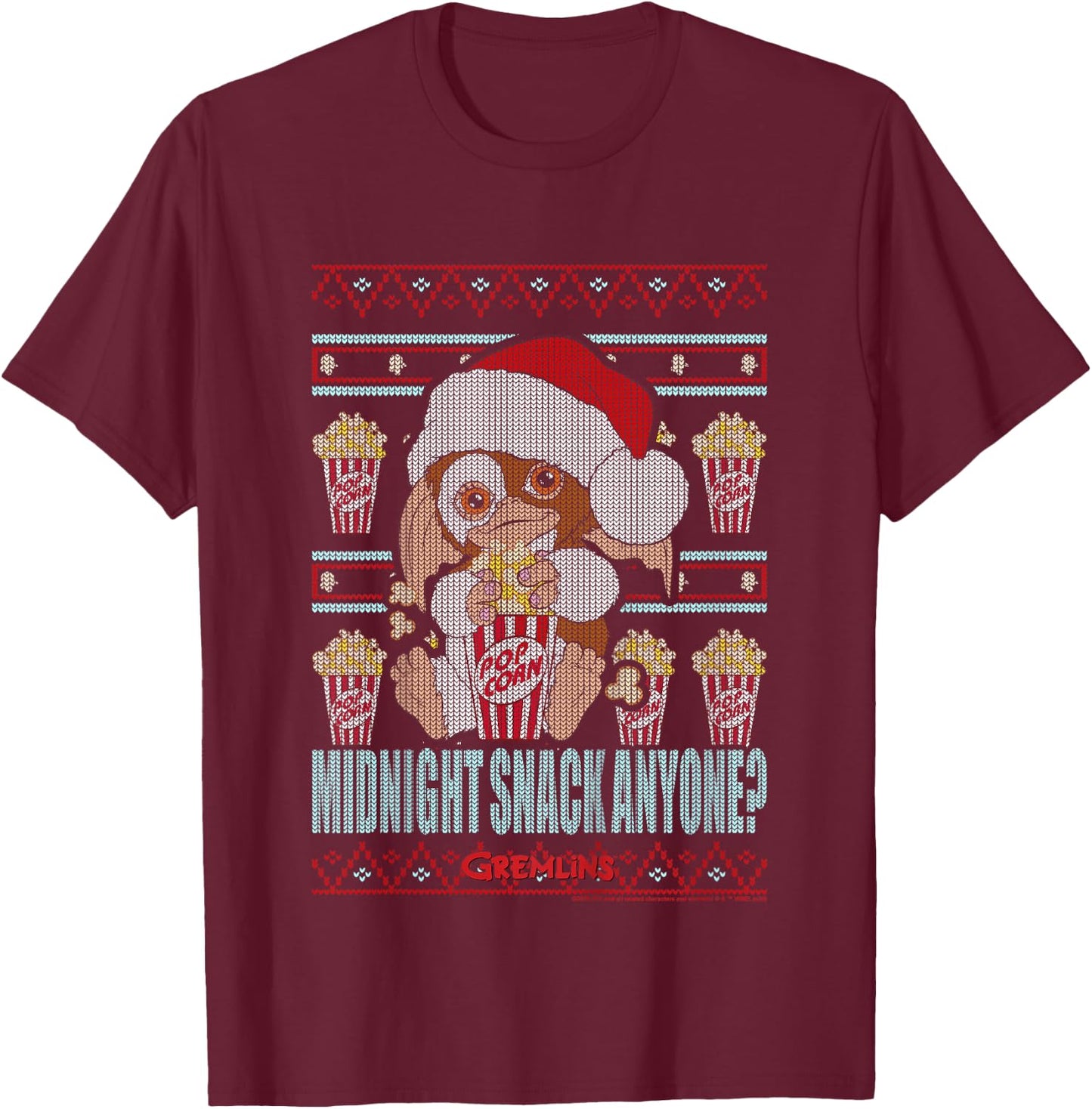 Kids Gremlins Christmas Midnight Snack Anyone Ugly Sweater T-Shirt - T-Shirt | Maroon