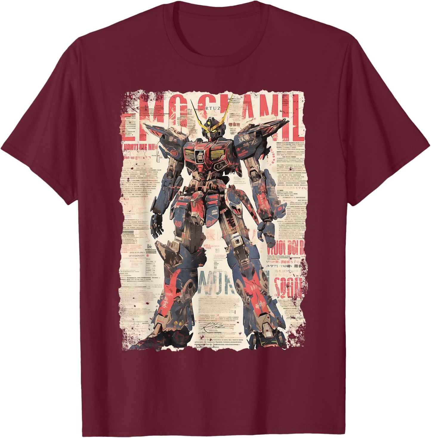 Hip Hop Y2K Vintage Hipster Edgy Urban Streetwear Robot T-Shirt - T-Shirt | Maroon