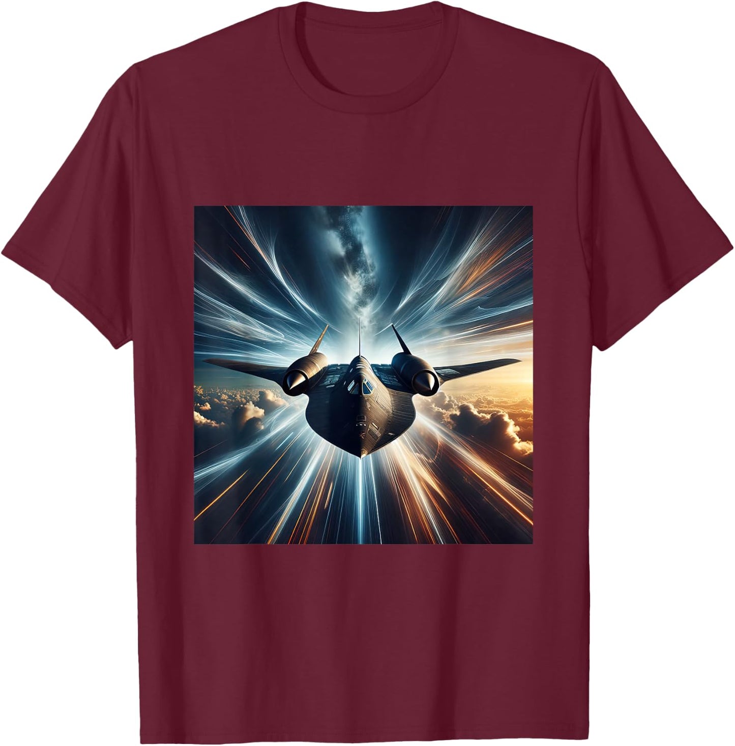 SR 71 Blackbird Fighter Jet Military Aircraft T-Shirt - T-Shirt | Maroon