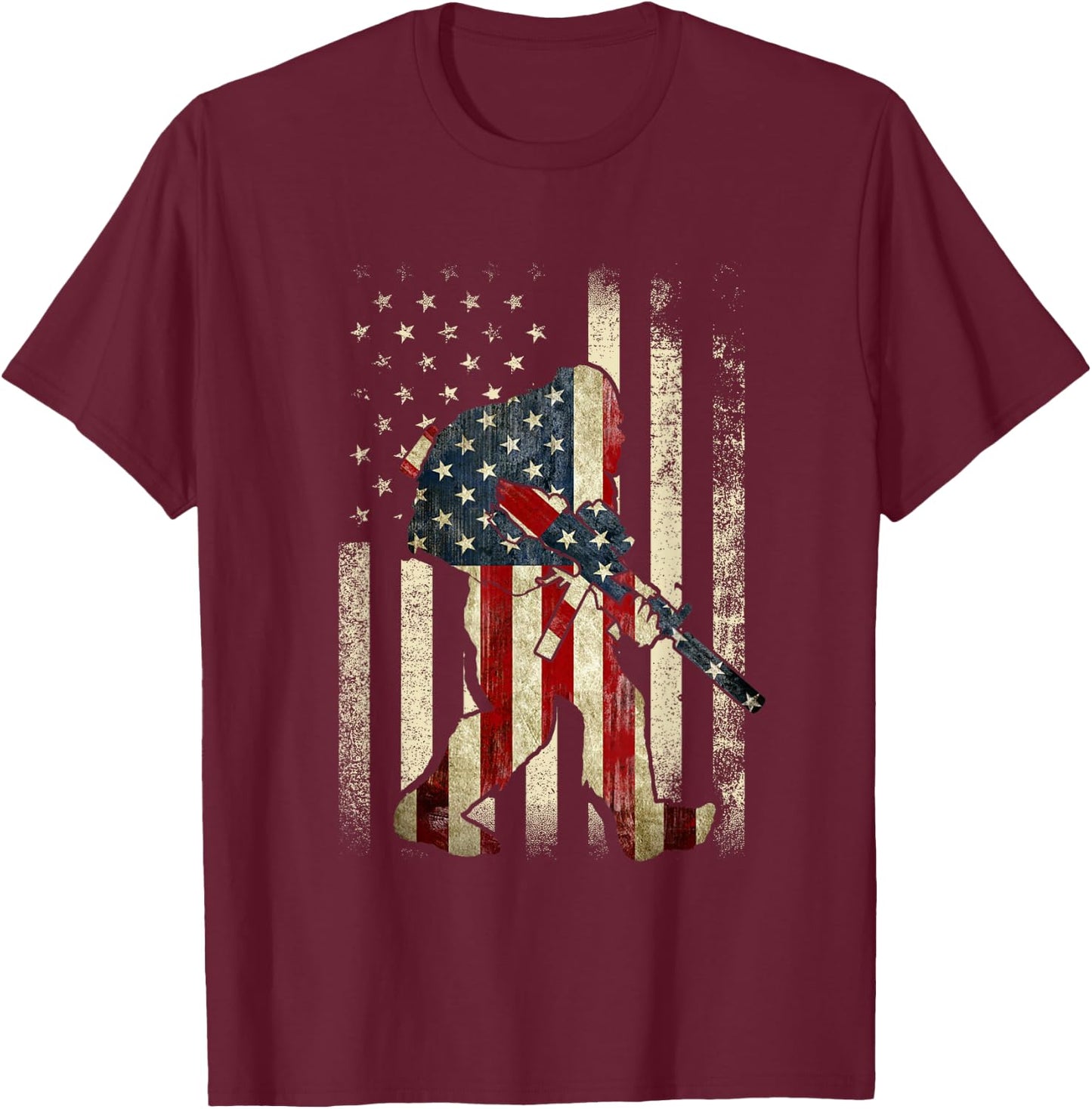 Bigfoot 2nd Amendment Right to Bear Arms Gift Gun Owner T-Shirt - T-Shirt | Maroon