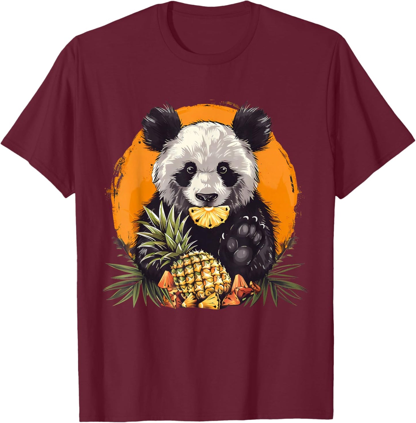 Pineapple Panda Bear Pineapples Fruit Drawing Animal Art T-Shirt - T-Shirt | Maroon
