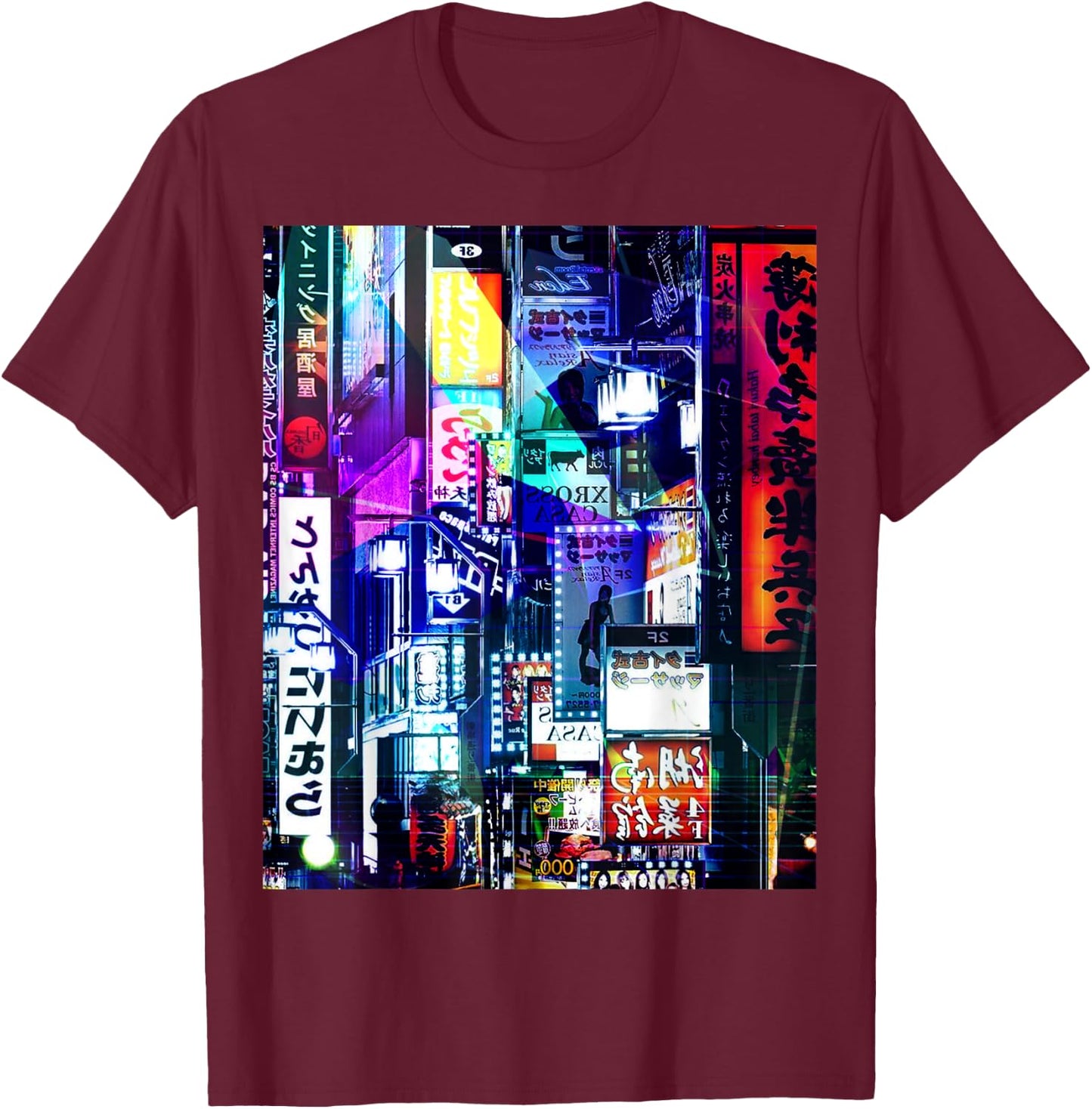 Shibuya Tokyo night Japan trip T-Shirt - T-Shirt | Maroon