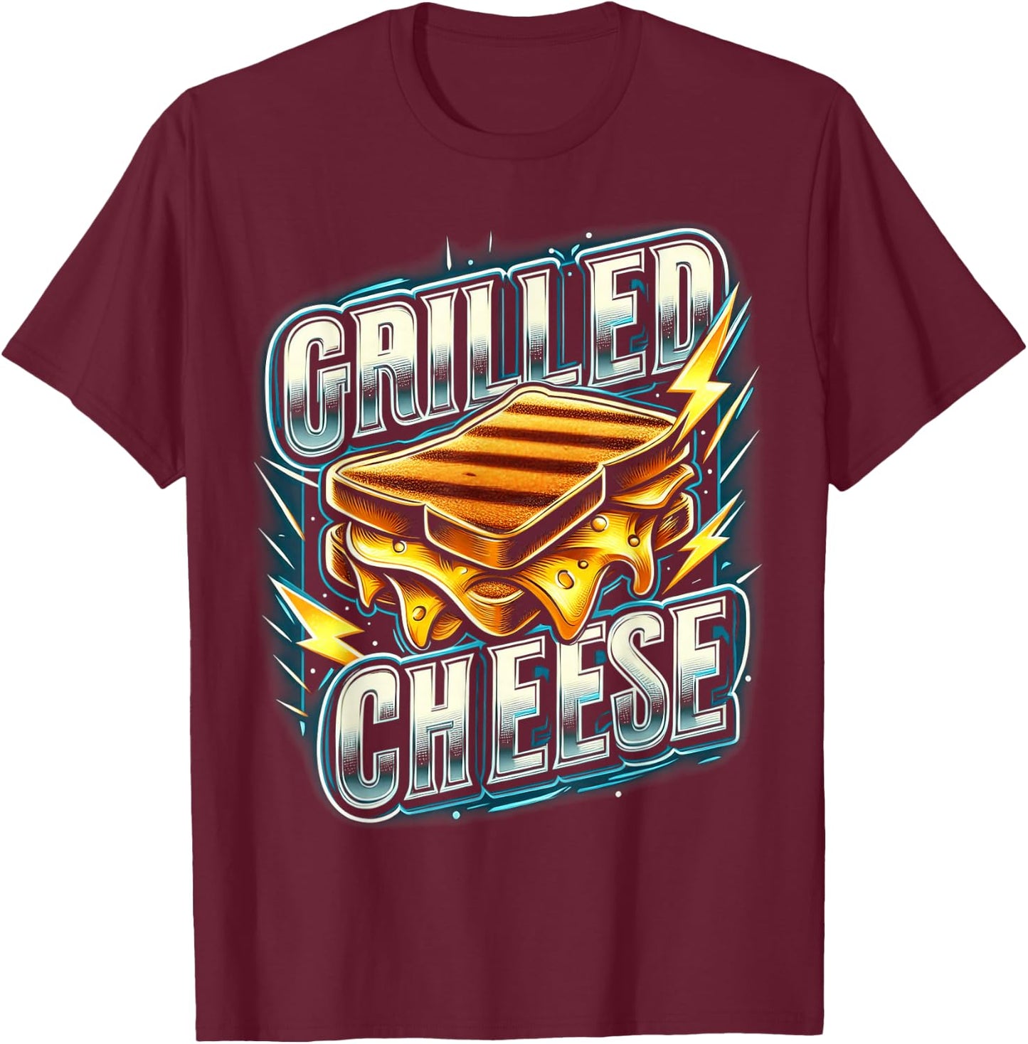 Barbecue Cheese Tea with Lightning and Flashes Funny Gourmet T-Shirt - T-Shirt | Maroon