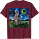 Gray Tabby Starry Night Art – Gift Cat Lovers T-Shirt - T-Shirt | Maroon