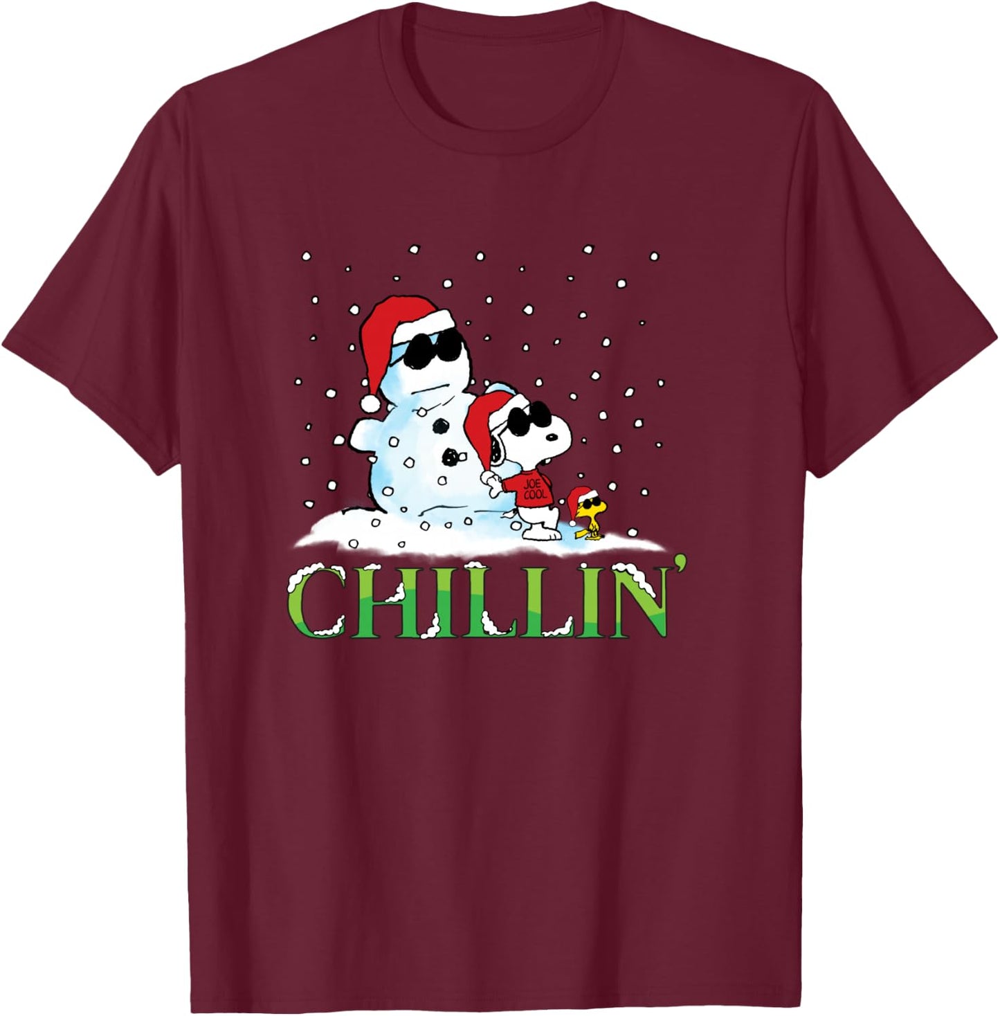 Peanuts Holiday Snoopy Chillin T-Shirt - T-Shirt | Maroon