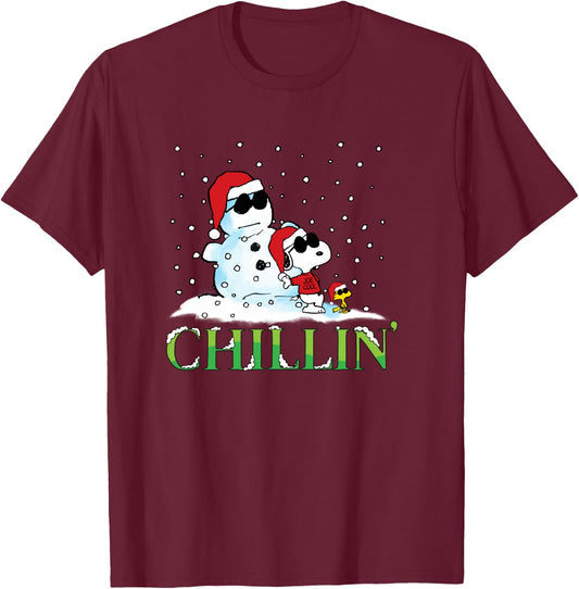 Peanuts Holiday Snoopy Chillin T-Shirt - T-Shirt | Maroon