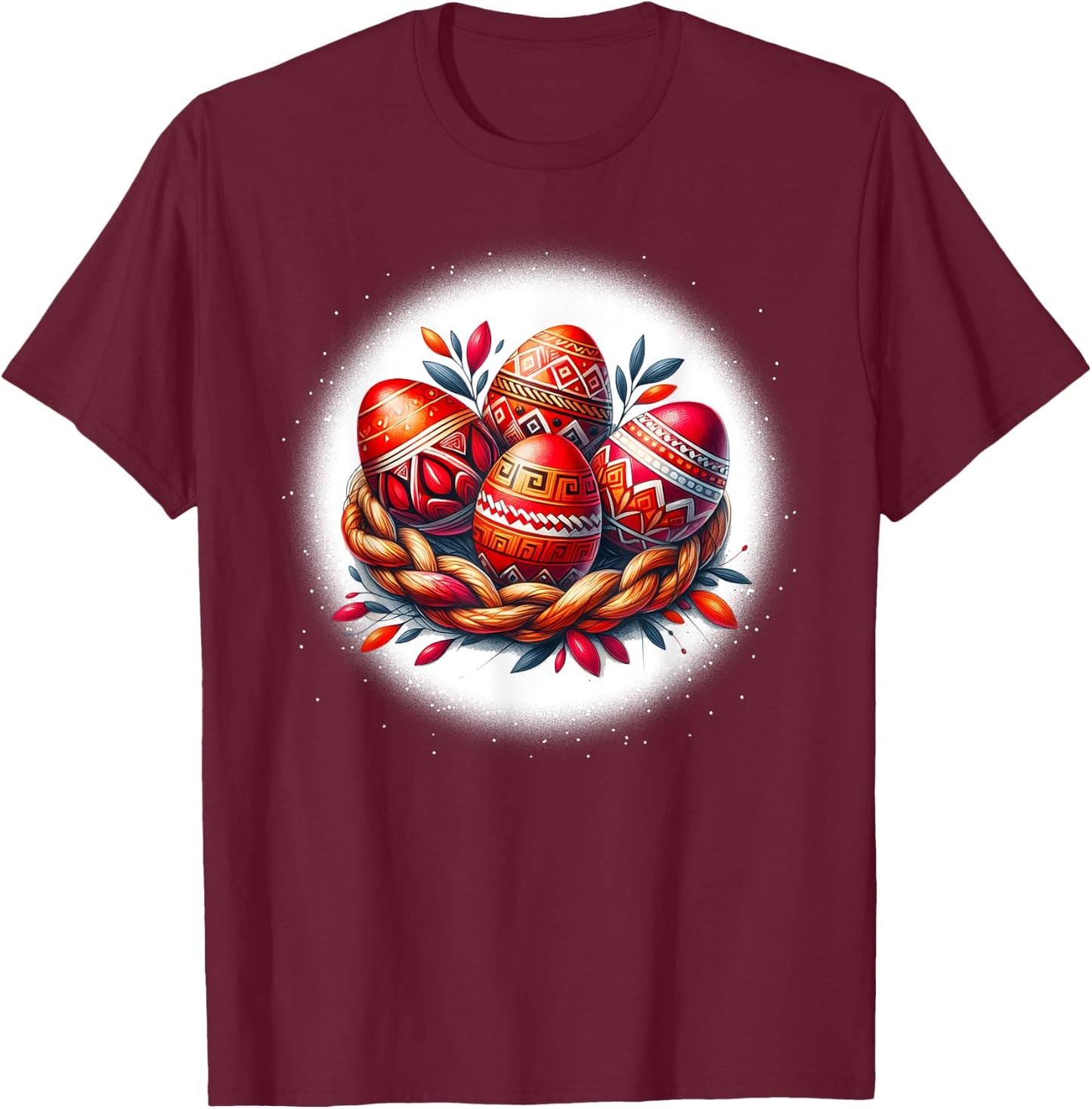 Christ is Risen Greek Russian Eastern Orthodox Pascha Cross T-Shirt - T-Shirt | Maroon