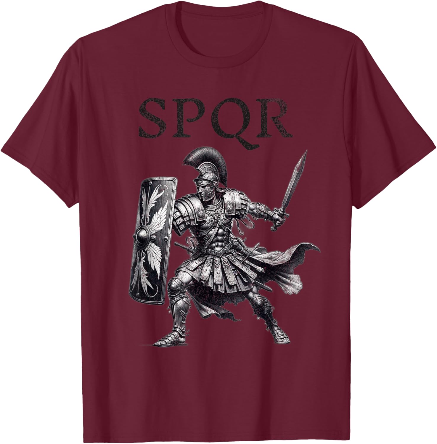 SPQR Roman Empire Gladiator Legion Centurion Soldier Warrior T-Shirt - T-Shirt | Maroon