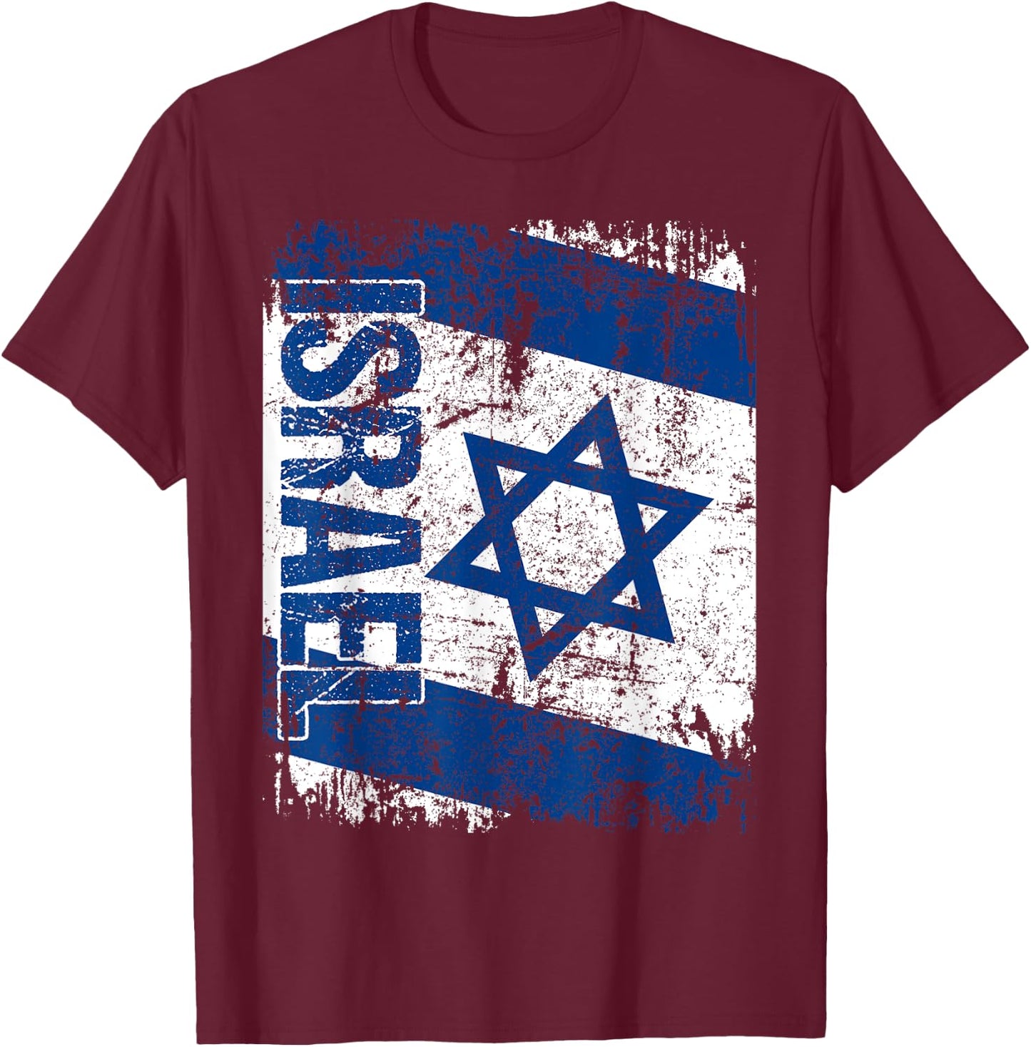 ISRAEL Flag Vintage Distressed ISRAEL T-Shirt - T-Shirt | Maroon