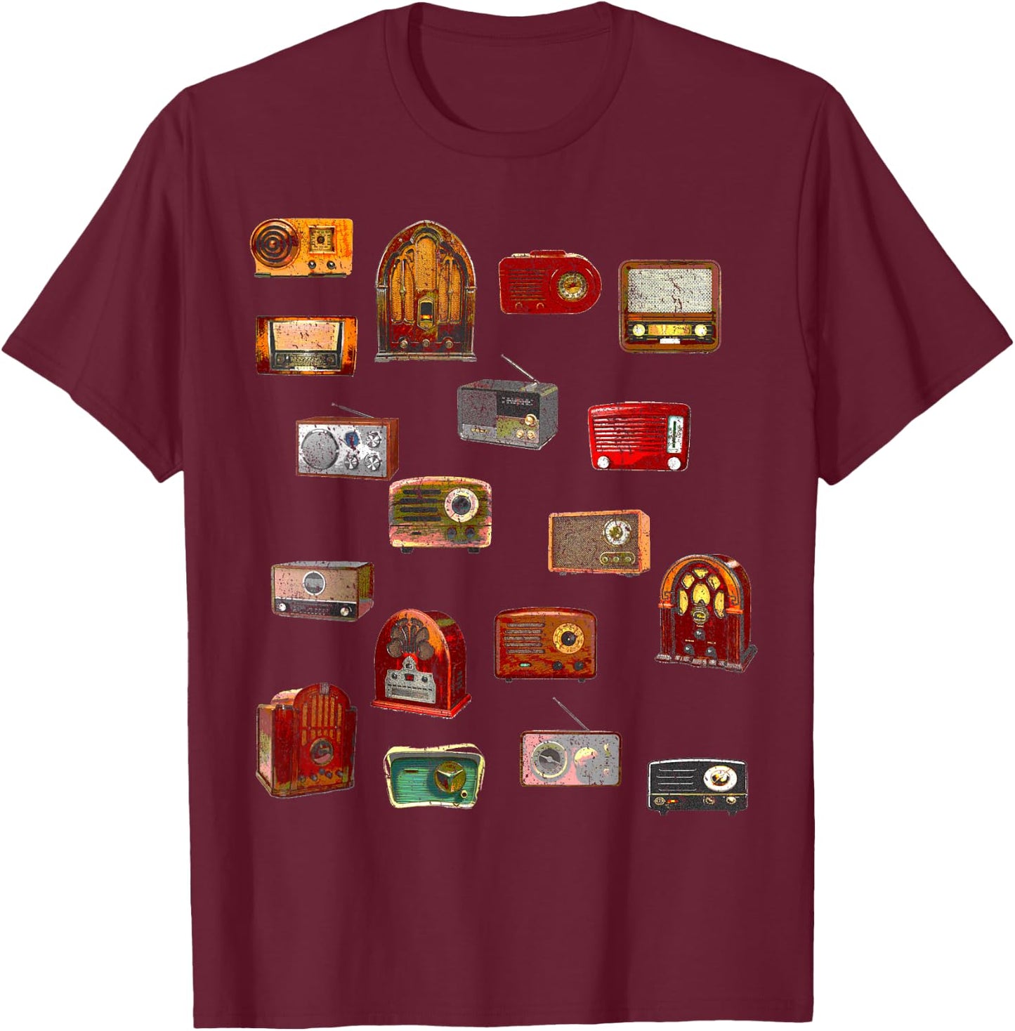 Funny Sheldon Nerdy Vintage Retro Antique Radio Geek Gift T-Shirt - T-Shirt | Maroon