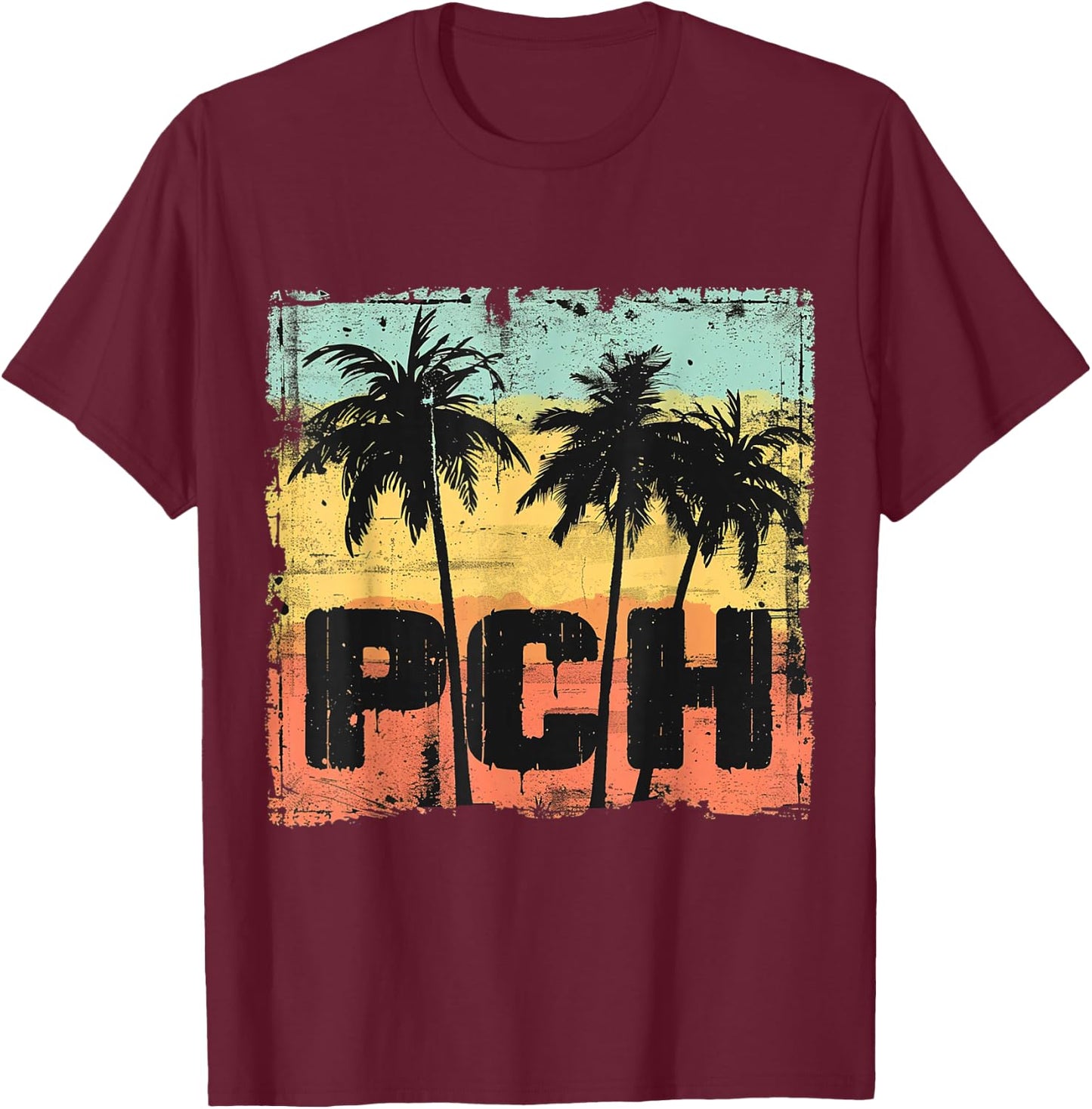 PCH - Pacific Coastal California Highway T-Shirt - T-Shirt | Maroon