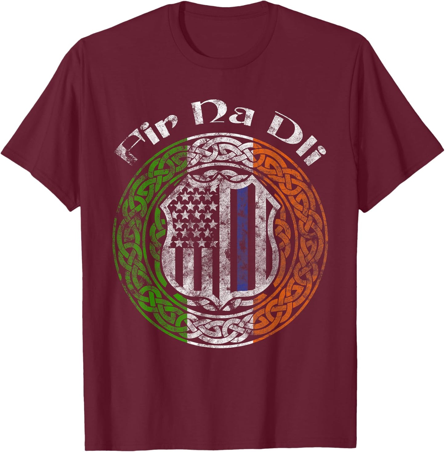Thin Blue Line Shirt Fir Na Dli Irish Police T-Shirt - T-Shirt | Maroon