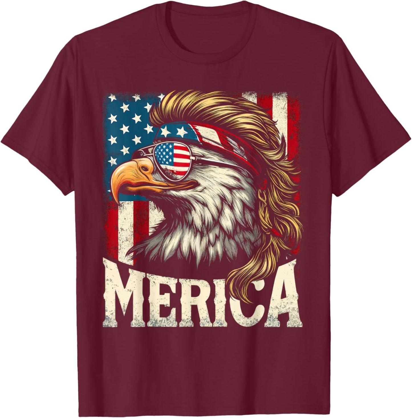 4th of July Patriotic Funny Eagle July 4th USA Merica T-Shirt - T-Shirt | Maroon