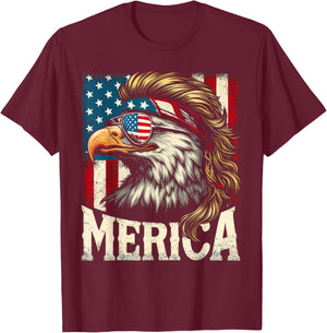 4th of July Patriotic Funny Eagle July 4th USA Merica T-Shirt - T-Shirt | Maroon