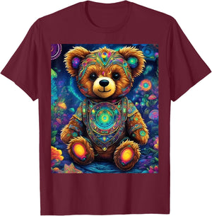 Psychedelic Teddy Bear Rave Festival Essential Graphic T-Shirt - T-Shirt | Maroon