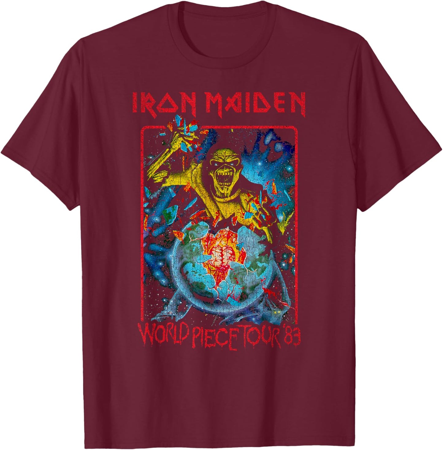 Iron Maiden - World Piece Tour '83 T-Shirt - T-Shirt | Maroon