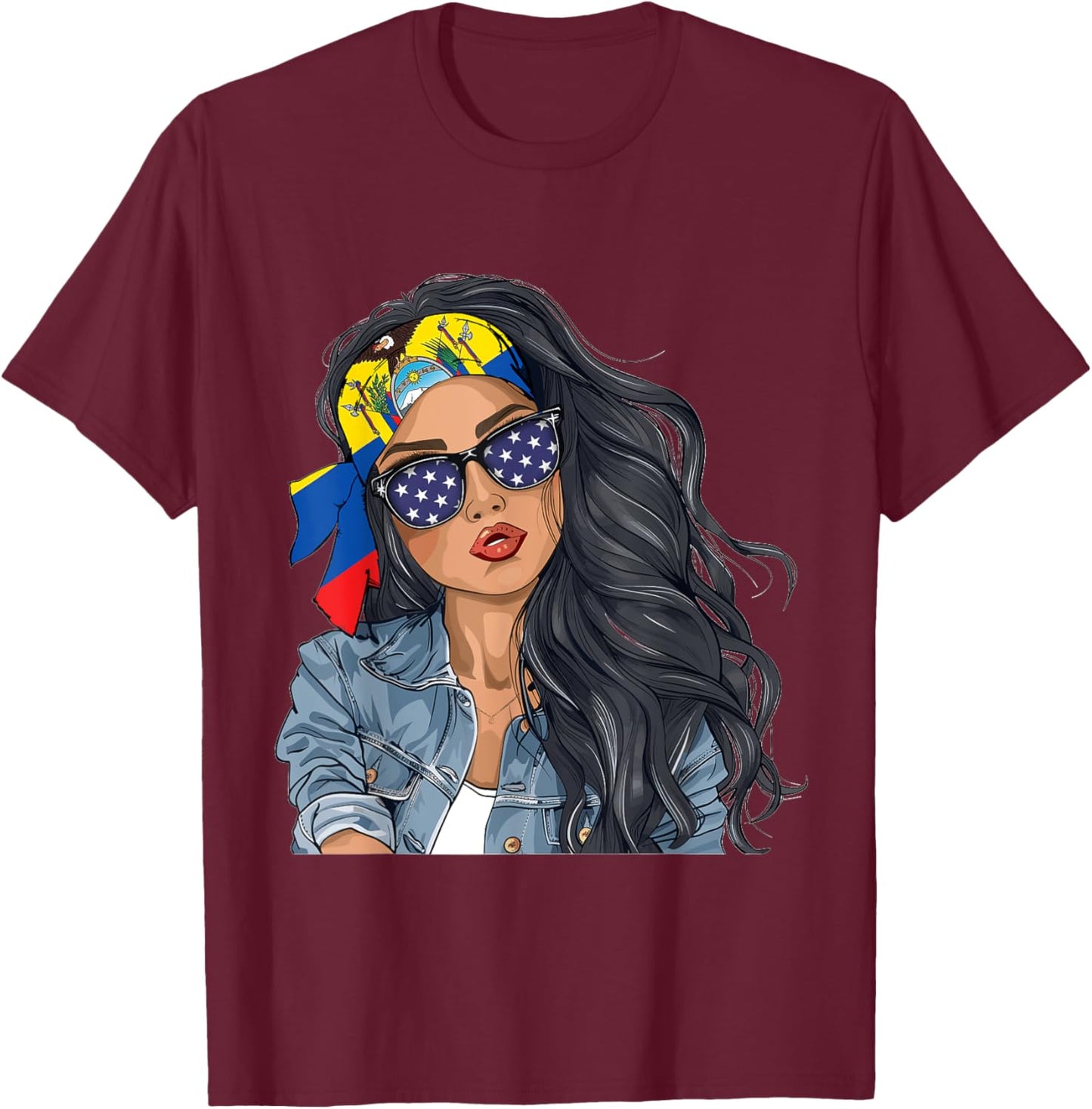 Ecuadorian Woman Products Flag Uniform American Ecuador T-Shirt - T-Shirt | Maroon