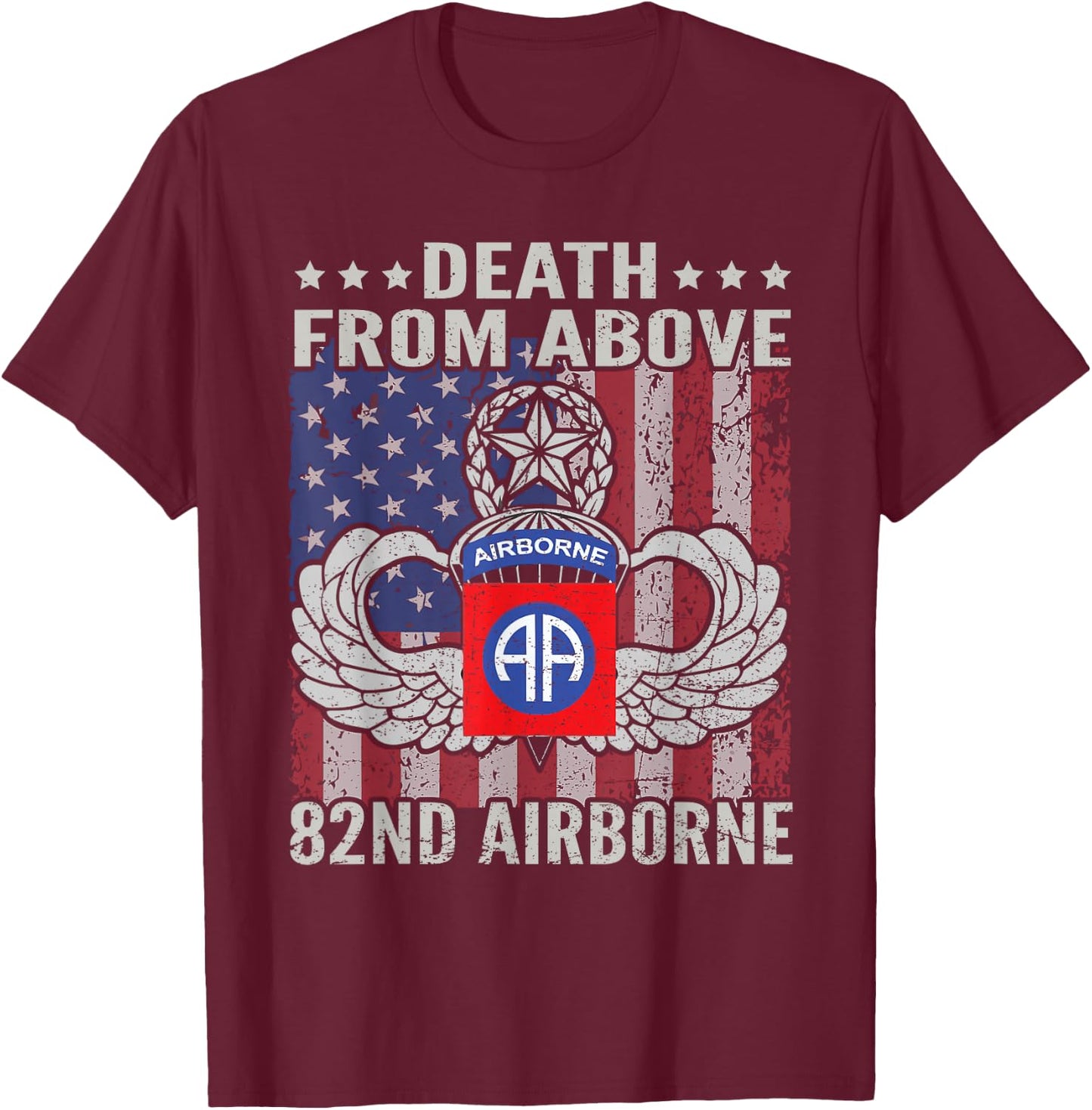 Death From Above 82nd Airborne Division Veteran T-Shirt - T-Shirt | Maroon
