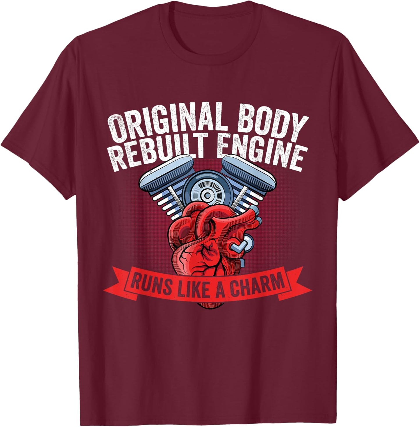 Funny Open Heart Surgery Recovery Survivor Men Women T-Shirt - T-Shirt | Maroon