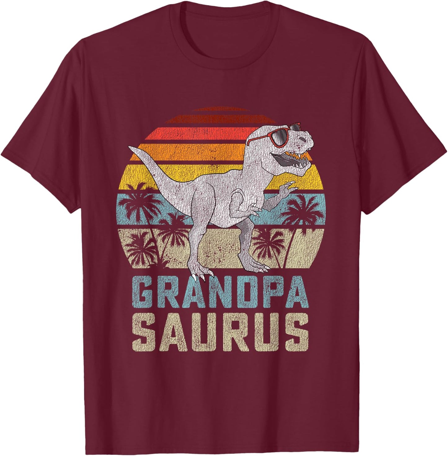 Grandpasaurus T Rex Dinosaur Grandpa Saurus Family Matching T-Shirt - T-Shirt | Maroon