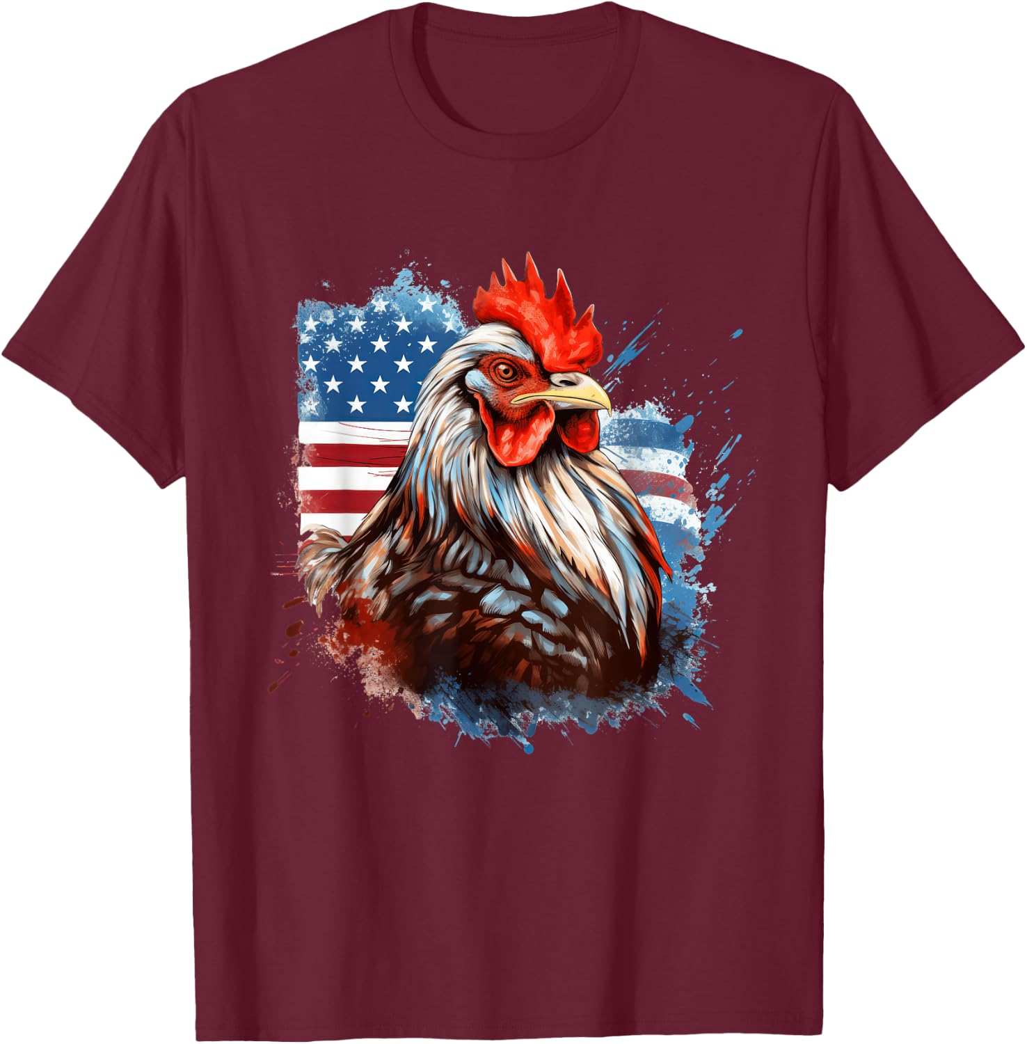 Chicken American Flag T-Shirt - T-Shirt | Maroon