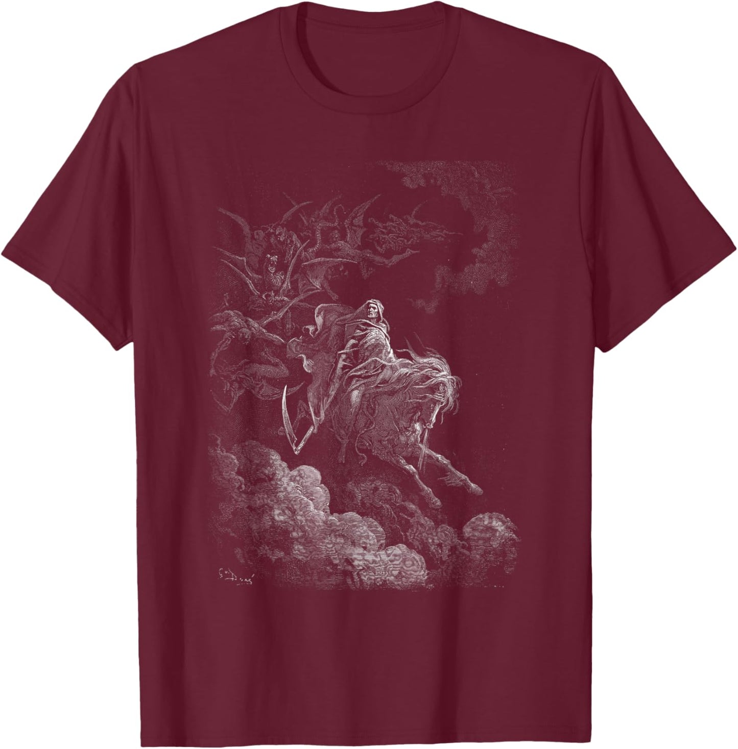 Gustave Doré - Death On The Pale Horse - Grim Reaper - 1865 T-Shirt - T-Shirt | Maroon