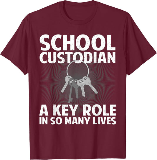 School Custodian Design Women Custodian Appreciation T-Shirt - T-Shirt | Maroon