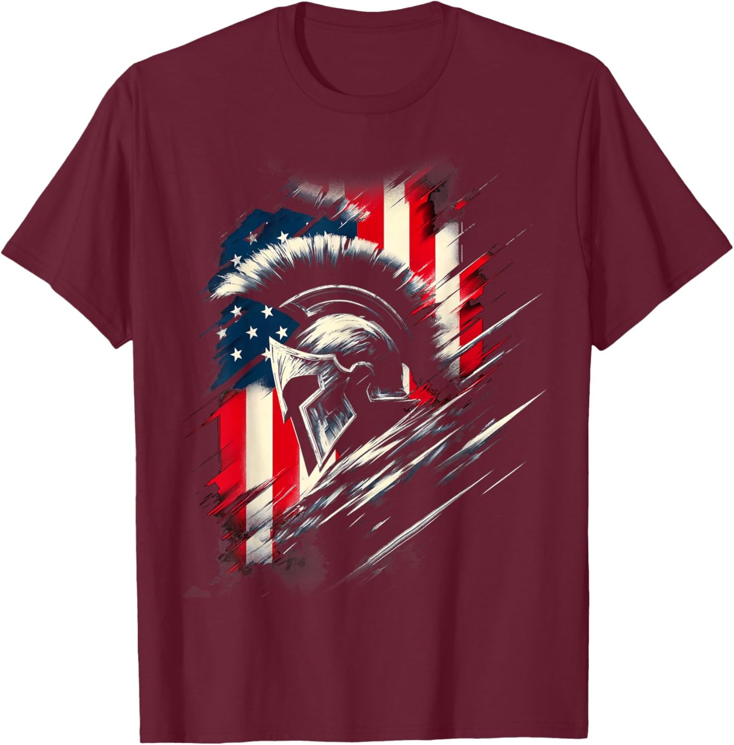 Spartan Patriotic Molon Labe American Flag Spartan USA Greek T-Shirt - T-Shirt | Maroon