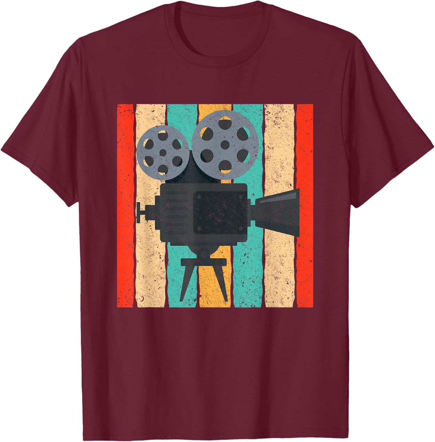 Vintage Cinema Camera Retro Movie Projector T-Shirt - T-Shirt | Maroon