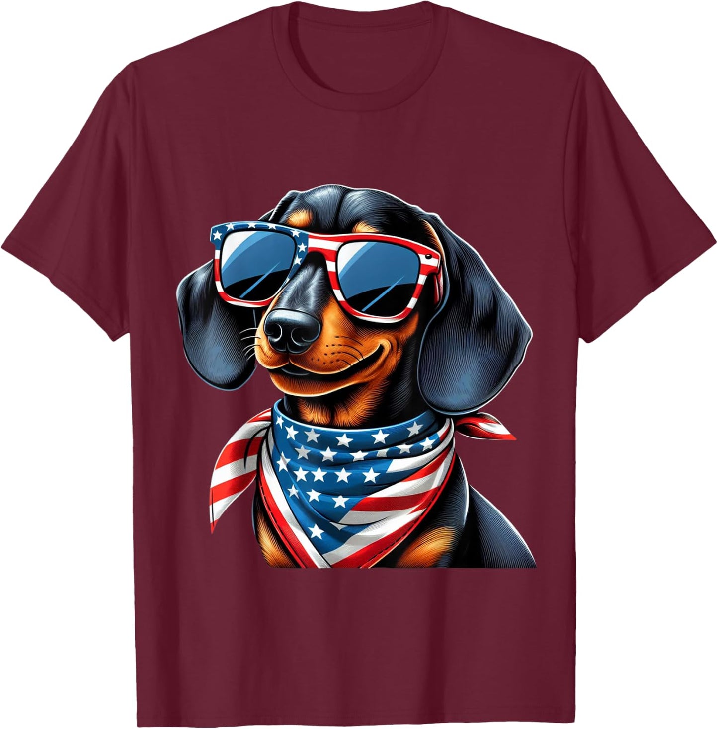 Dachshund 4th of July Dog Men Women Kids Boys Girls Children T-Shirt - T-Shirt | Maroon