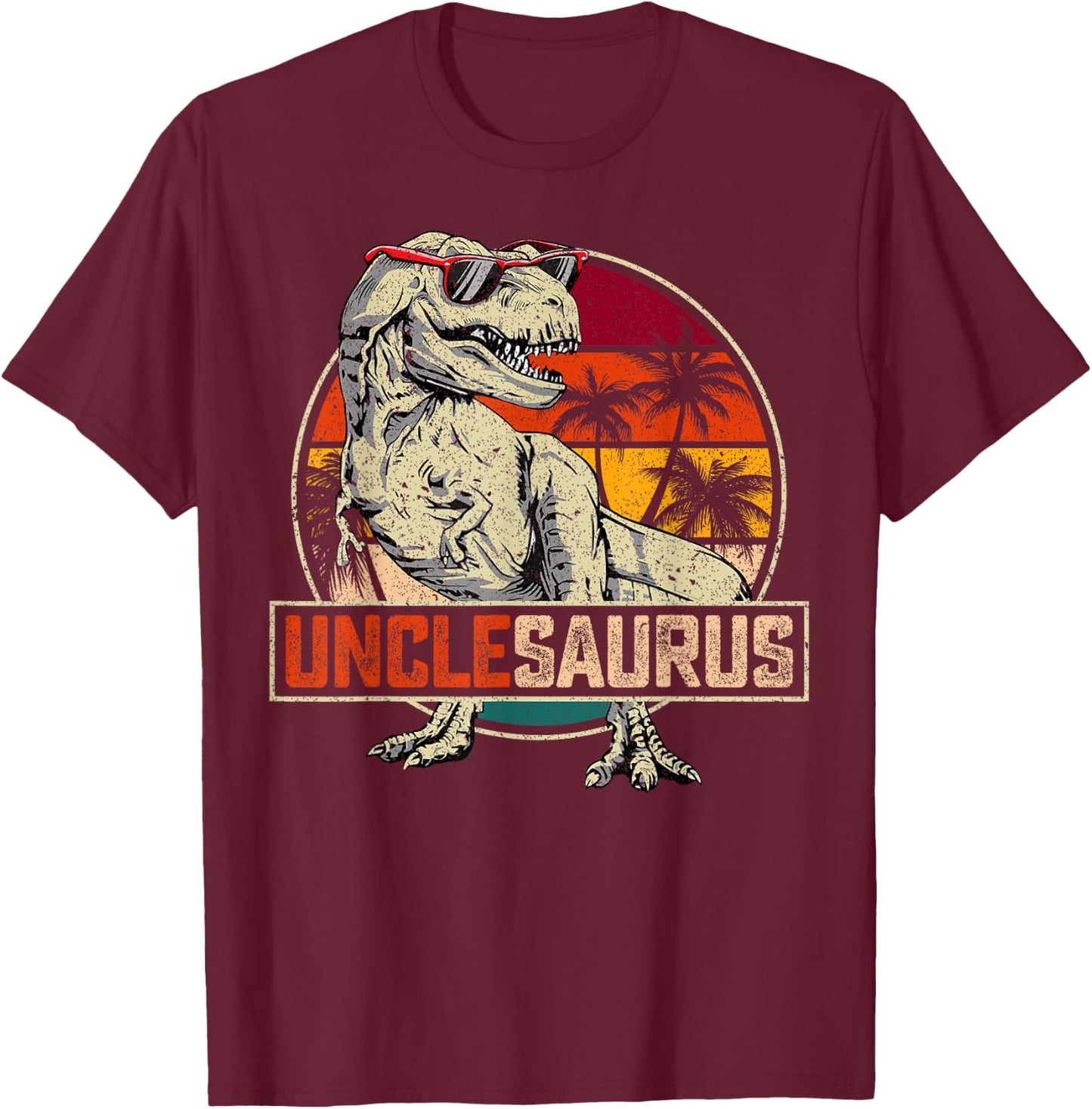 Unclesaurus T Rex Dinosaur Uncle Saurus Family Matching T-Shirt - T-Shirt | Maroon