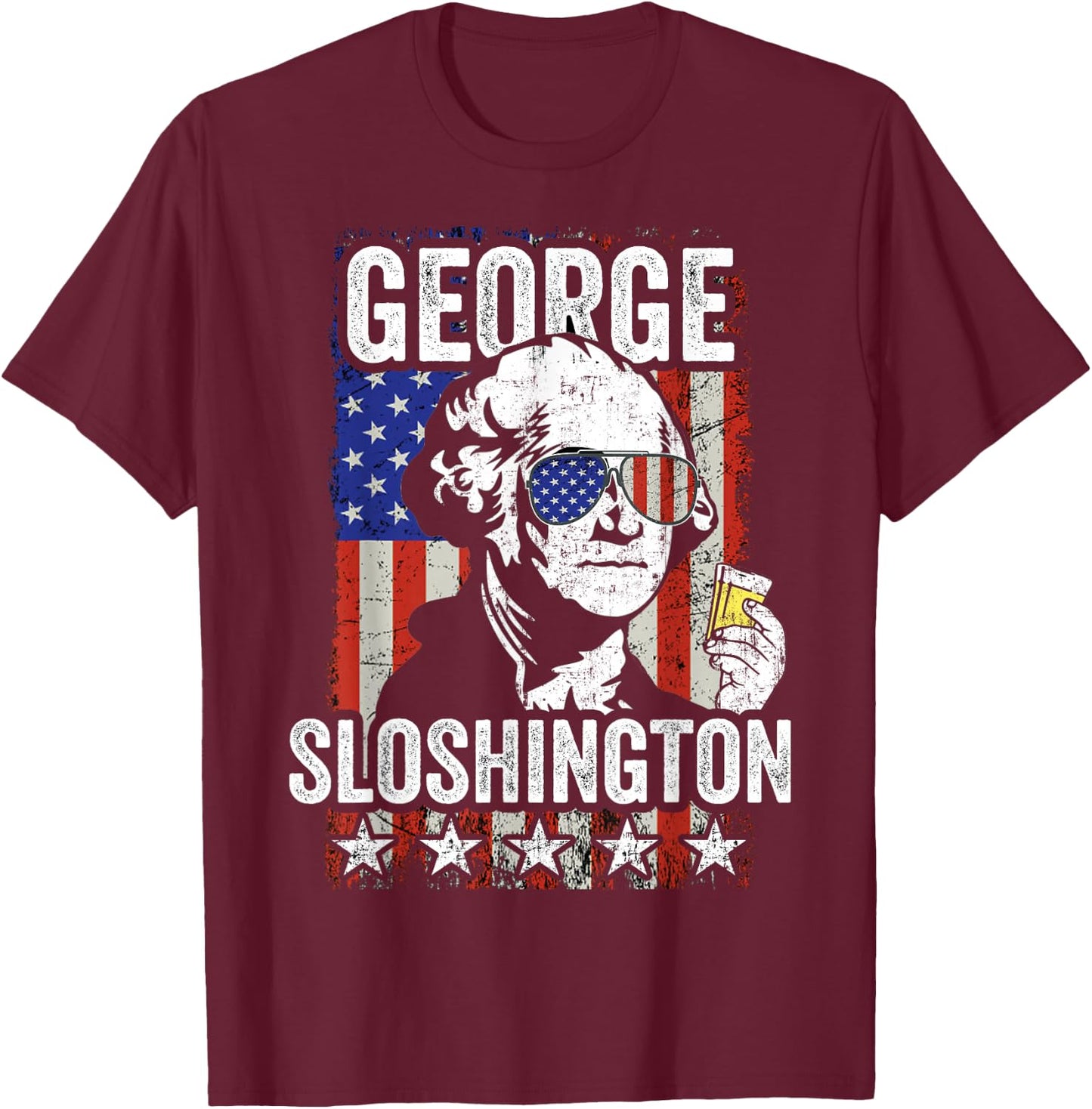 George Sloshington Funny George Washington USA Flag Drinking T-Shirt - T-Shirt | Maroon