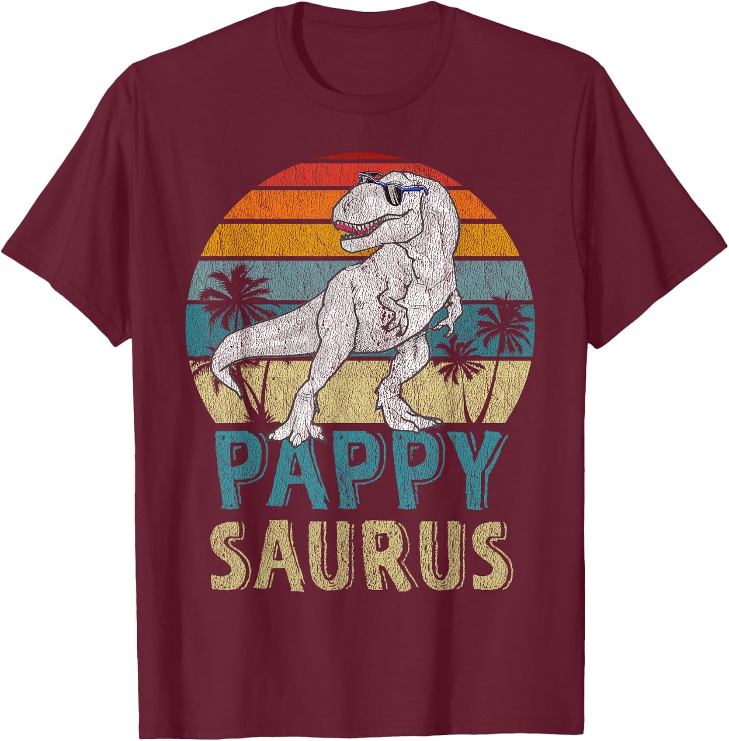 Pappysaurus T Rex Dinosaur Pappy Saurus Family Matching T-Shirt - T-Shirt | Maroon