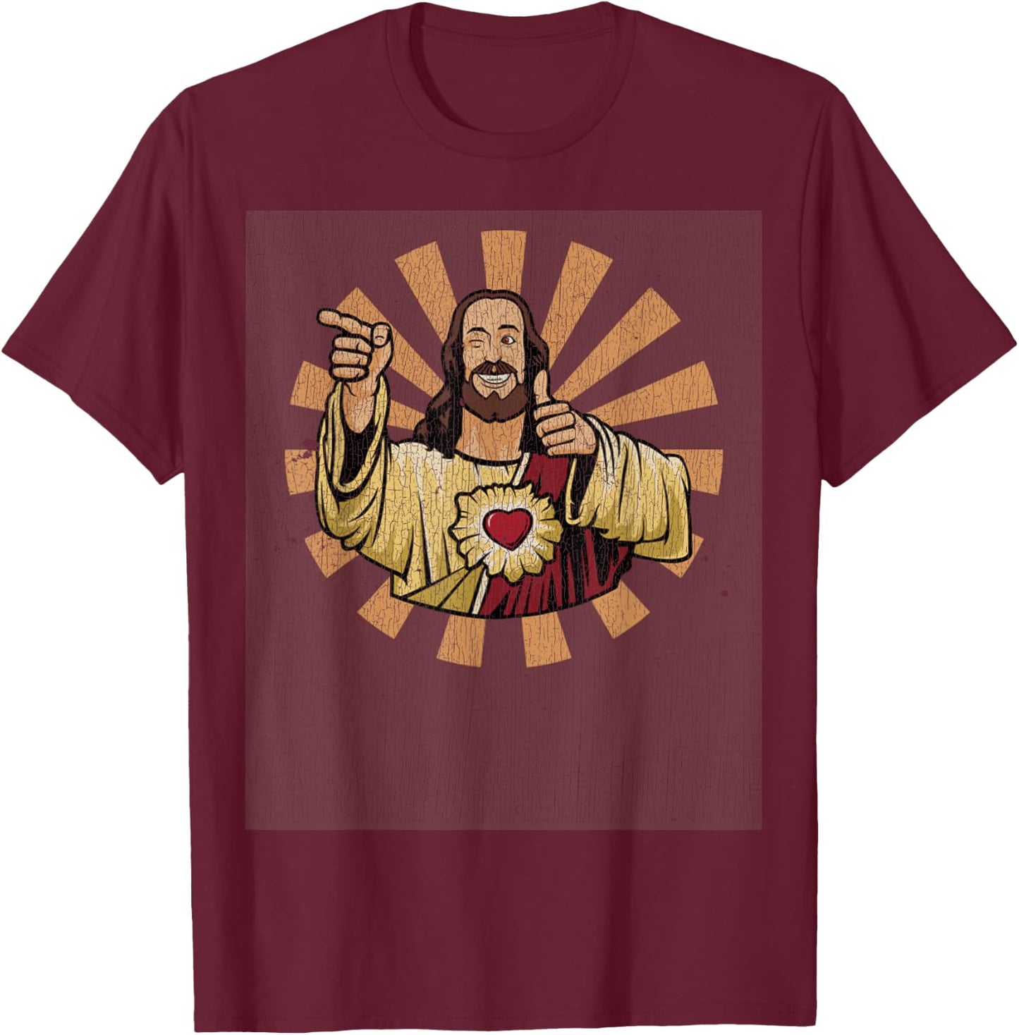 Vintage Buddy a Christ Christmas Jesus T-Shirt - T-Shirt | Maroon